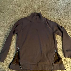 Athleta brown Pullover with half side zips; Size S